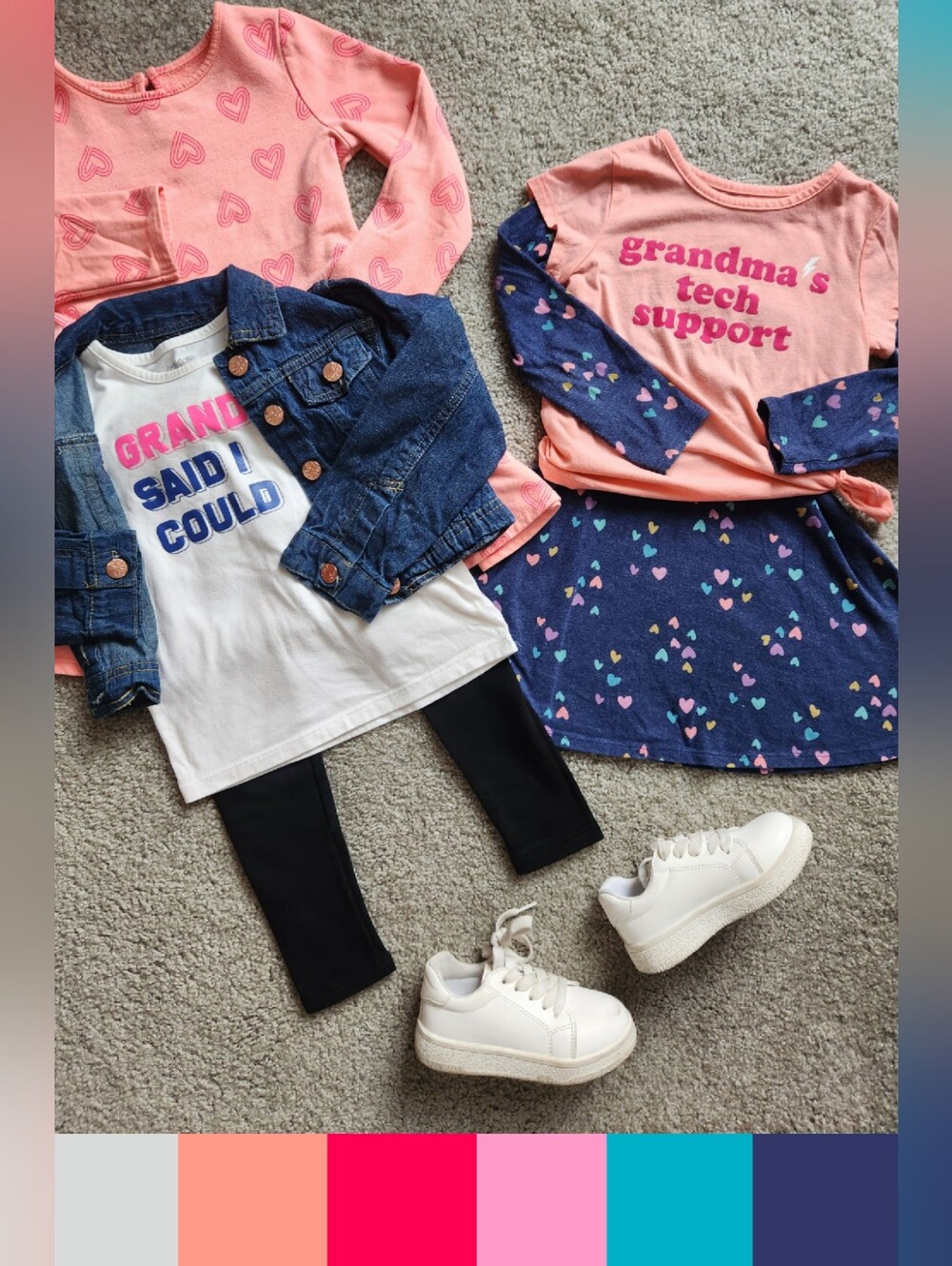 Girls 5T Mix & Match Bundle | Denim Jacket, Dress, Fall, School | 6 Pieces